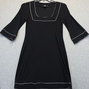 White House Black Market Black Dress with White Trim
